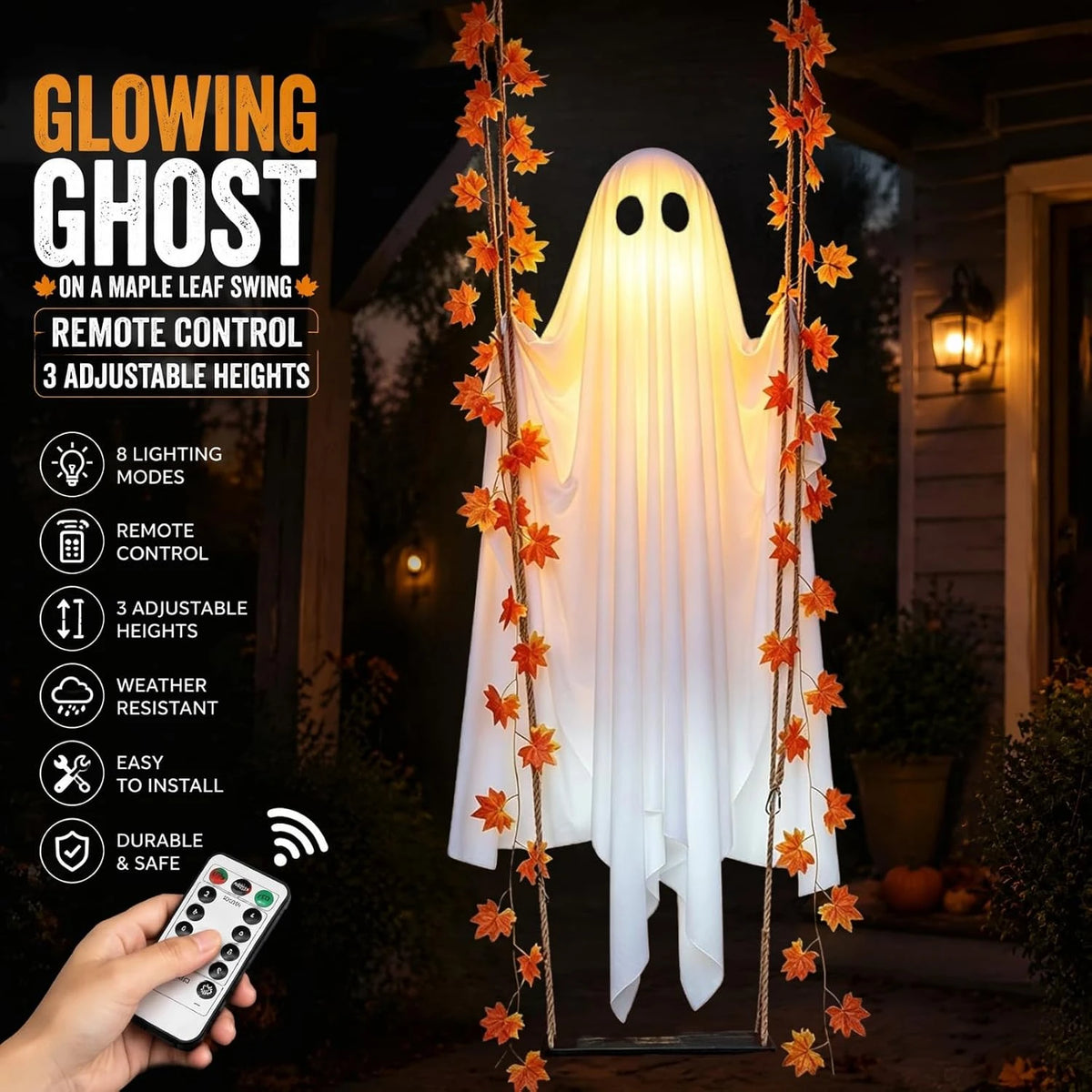Spooki – Fantasma colgante con luz LED