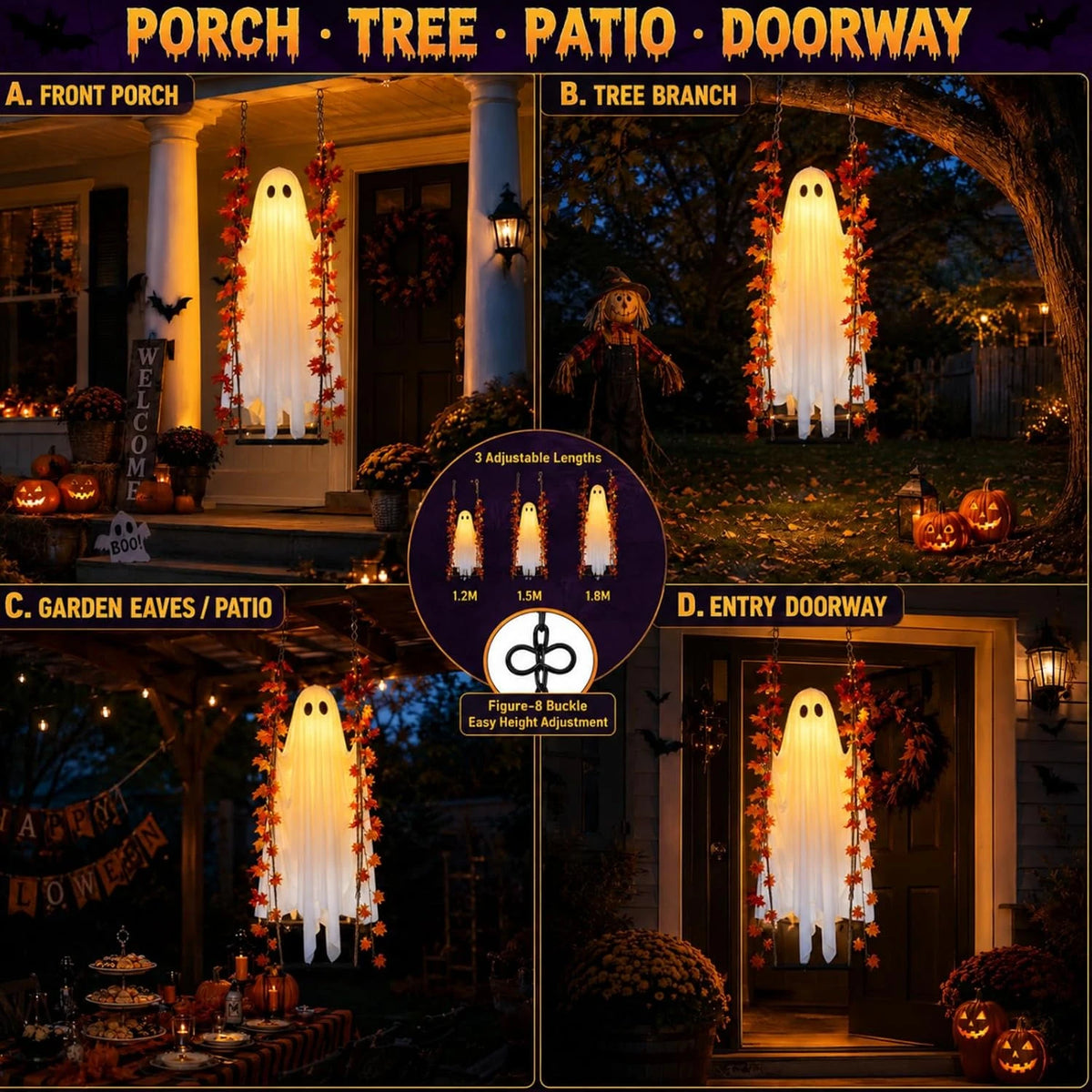 Spooki – Fantasma colgante con luz LED